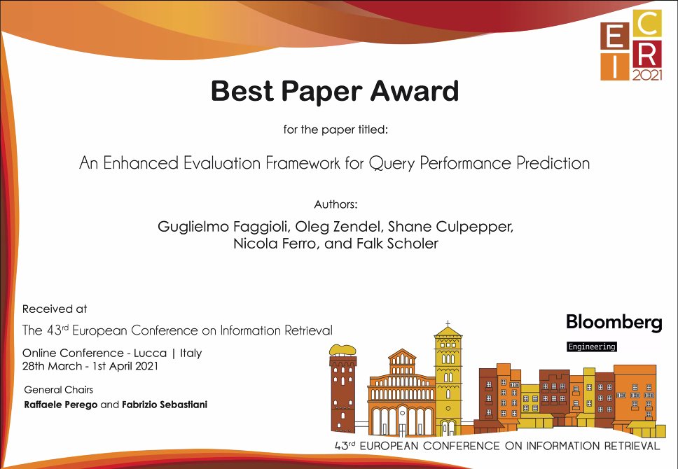 #BestPaper Award @2021Ecir #ecir2021
@Bloomberg