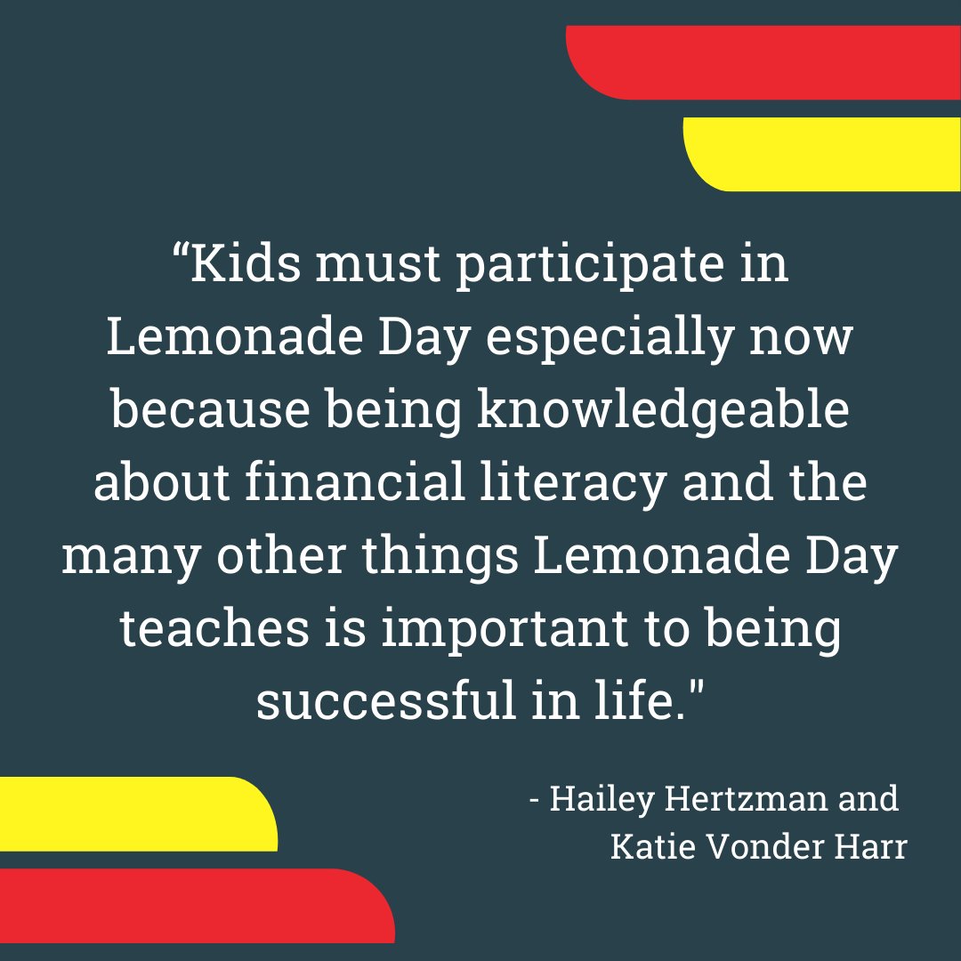 LemonadeDay's tweet image. Financial Literacy is a *key* part of the Lemonade Day program. 

During the month of April, we&apos;ll be sharing key facts, observations, stories, and more! Stay tuned 😉🍋

Why you should teach kids about money: lemonadeday.org/blog/april-fin…

#LemonadeDay #LDBlog #FinancialLiteracyMonth
