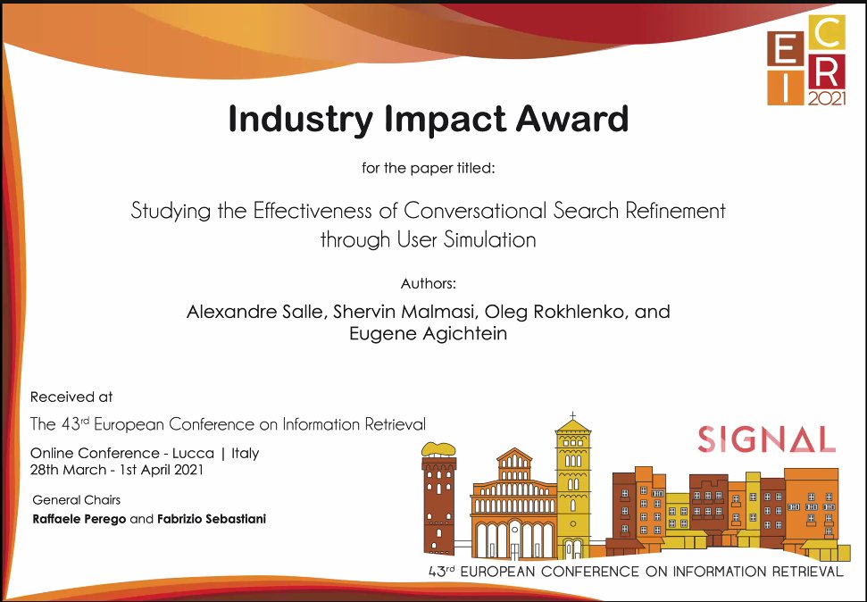 2021Ecir's tweet photo. Best #IndustryImpactAward @2021Ecir  #ecir2021 @SignalHQ https://t.co/JYIhz6AlVZ