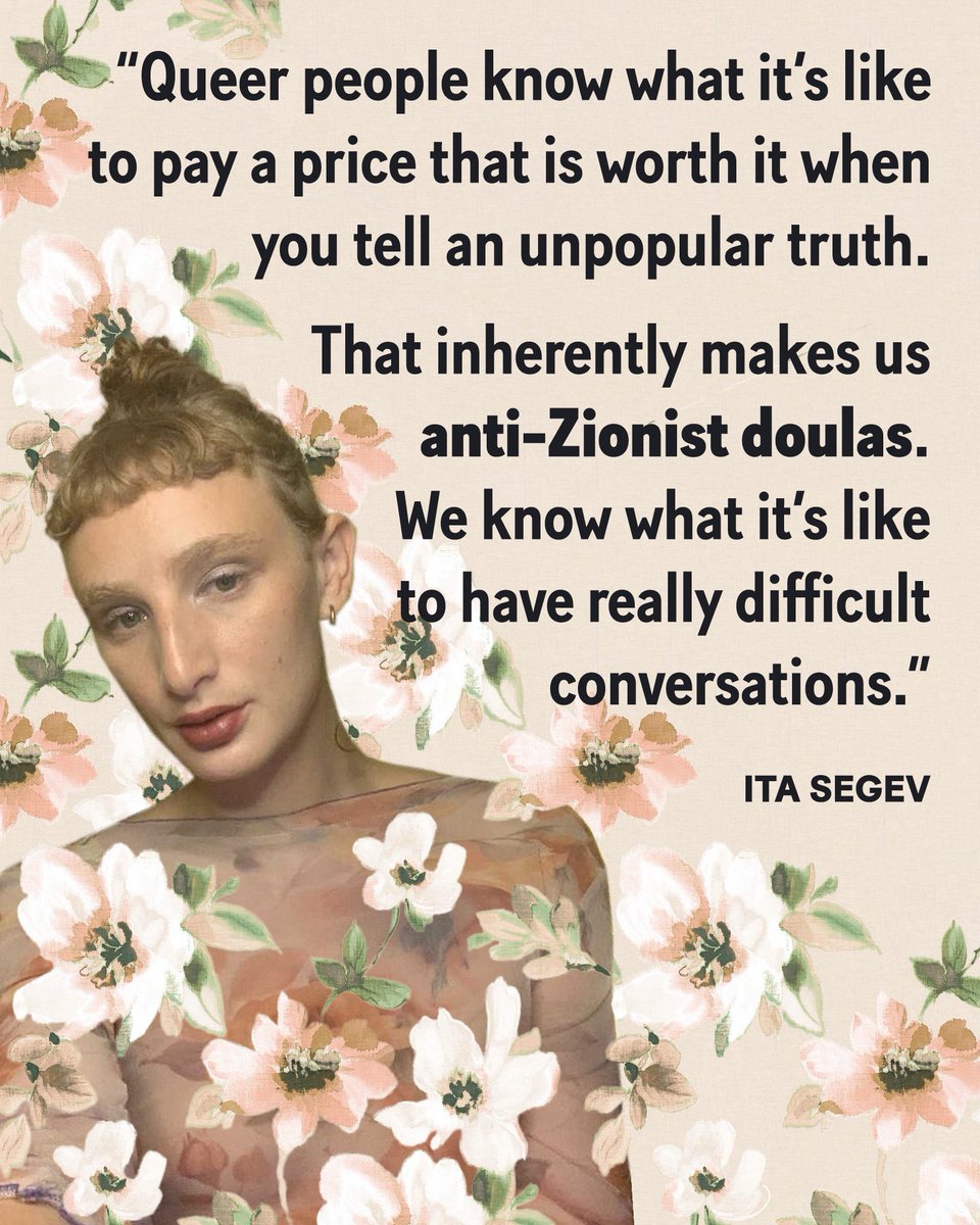 Ita is also dedicated to organizing queer and trans Jews and drawing connections between queer issues and Palestinian liberation. As a BDS supporter, she has revealed toxic ties between the Israeli and American medical industrial complexes that play out in trans people's bodies.