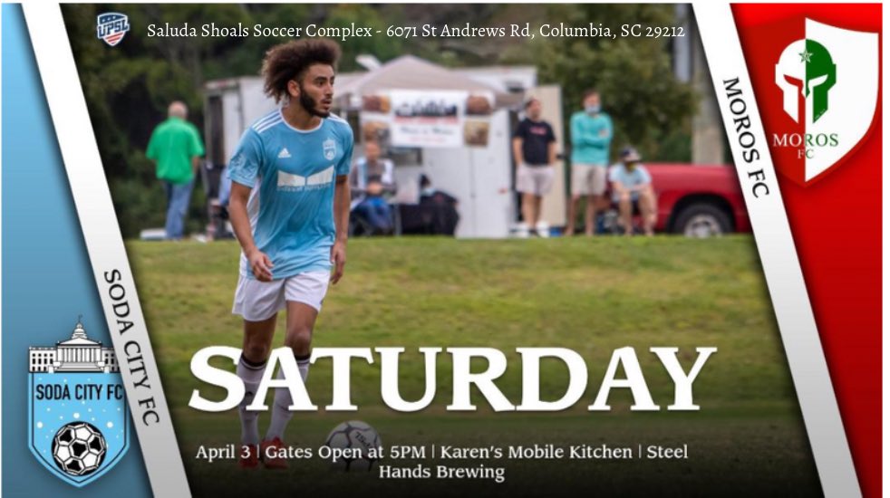 SodaCityFC's tweet photo. 1๏ธโฃst home match of the 2021 season coming your way.
#SCFC
#OurCityOurSoccer https://t.co/v1iboRCUpv