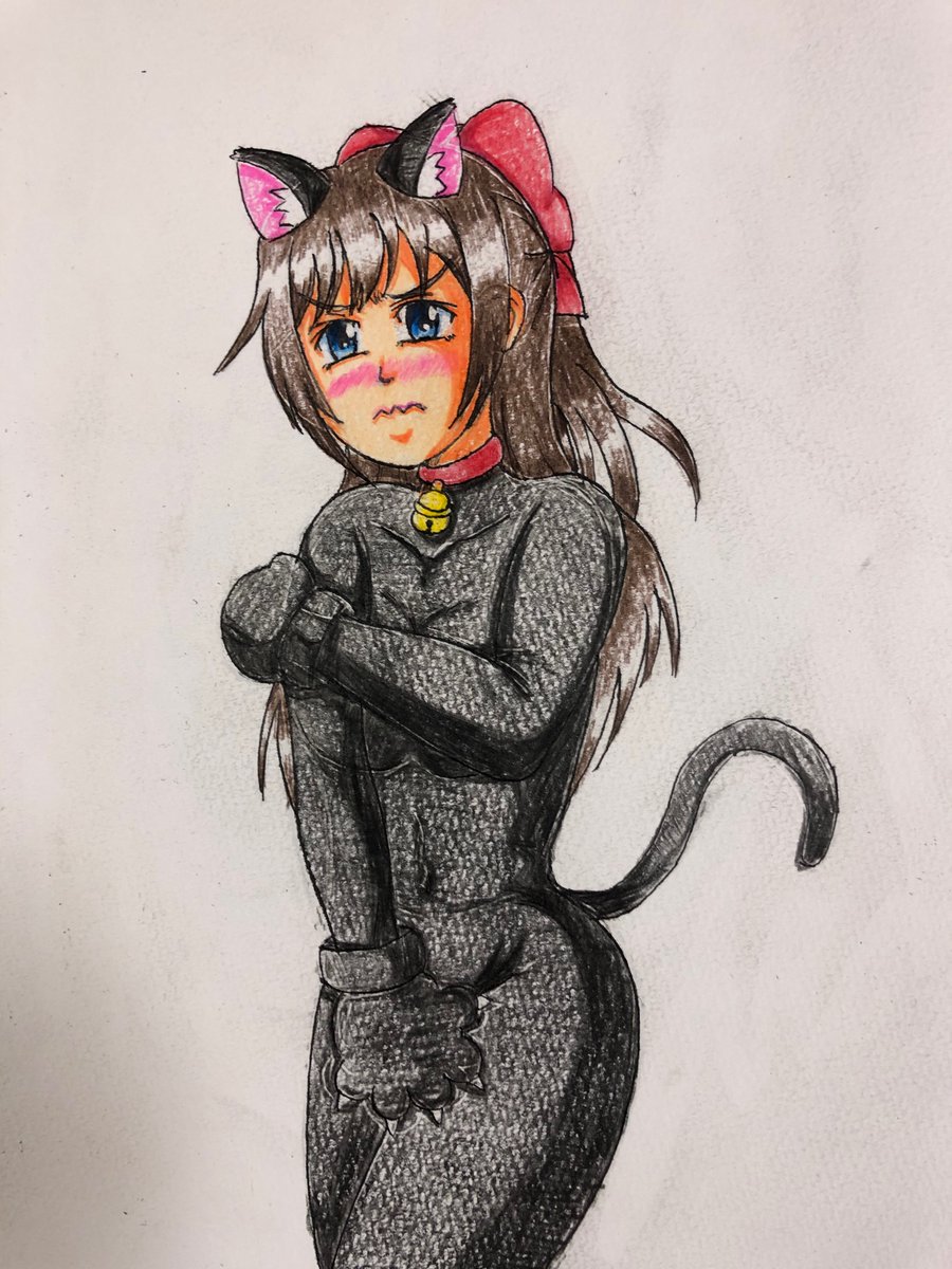 にゃんがさきには関係ないけど 以前 ネコネタで全身タイツの黒猫しずくちゃん描いて ほむらのイラスト