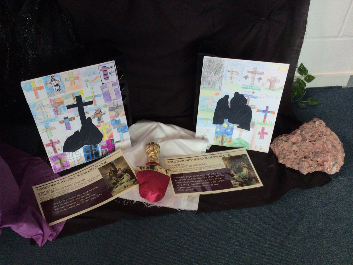 HolyFamilyL8_5T's tweet photo. We looked at the Stations of the Cross and reflected upon each one and how it impacts upon our lives. We always feel so peaceful when we visit the prayer space. 😌 @PrayerInSchools #Prayer #MissionStatement #TogetherWithJesus https://t.co/K0M4dIohkr