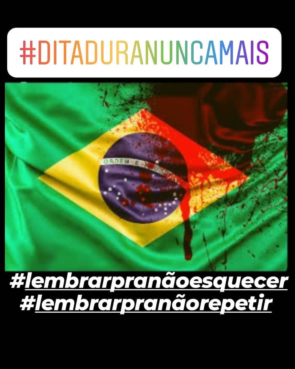 BocanotramboneH's tweet photo. Ao contrário da opinião de muitos desse #desgoverno e dos #bolsominions, o #golpemilitar64 não é data a ser comemorada,é uma página escabrosa de nossa história,mas também não pôde ser esquecida.
#forabolsonaro  #lembrarpranãorepetir #lembrarpranãoesquecer
#ditaduranuncamais https://t.co/1qV8l0ltf1