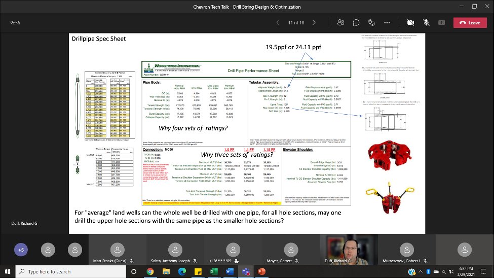 SPE Penn State held its 7th GBM of the '20-'21 school year on March 29, 2021. We heard from Dr. Richard Duff and Robert Muraczewski of Chevron. We learned about the design of overall drilling programs. 
We will be hosting our first in-person meeting of the school year on 04/14/21