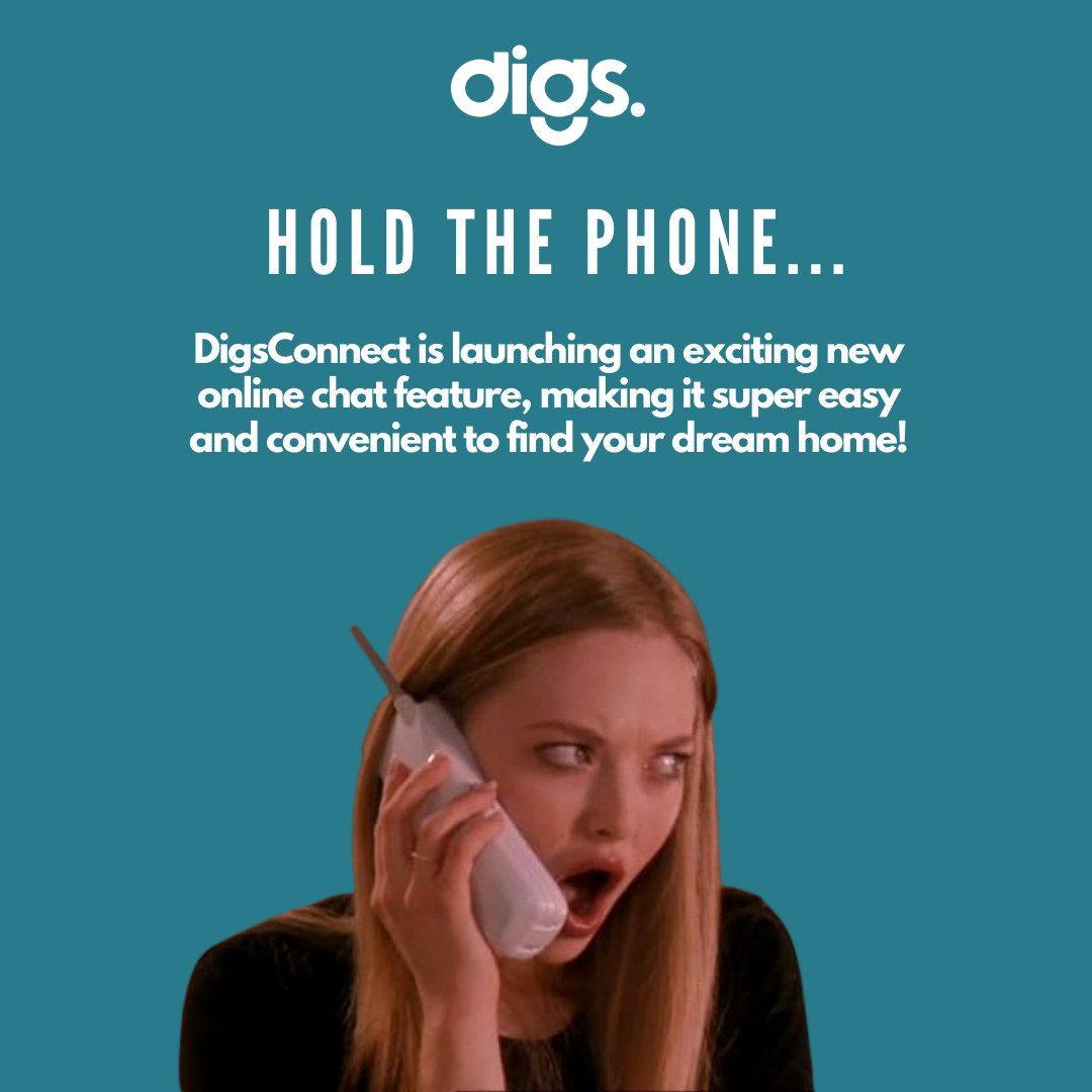 digsconnect's tweet photo. Big news!📢📣 We have an epic new chat feature update on the way, meaning it'll be even easier to find your dream home with DigsConnect 🎉 Watch this space 😉

#DigsConnect https://t.co/tHdWrWkNjs