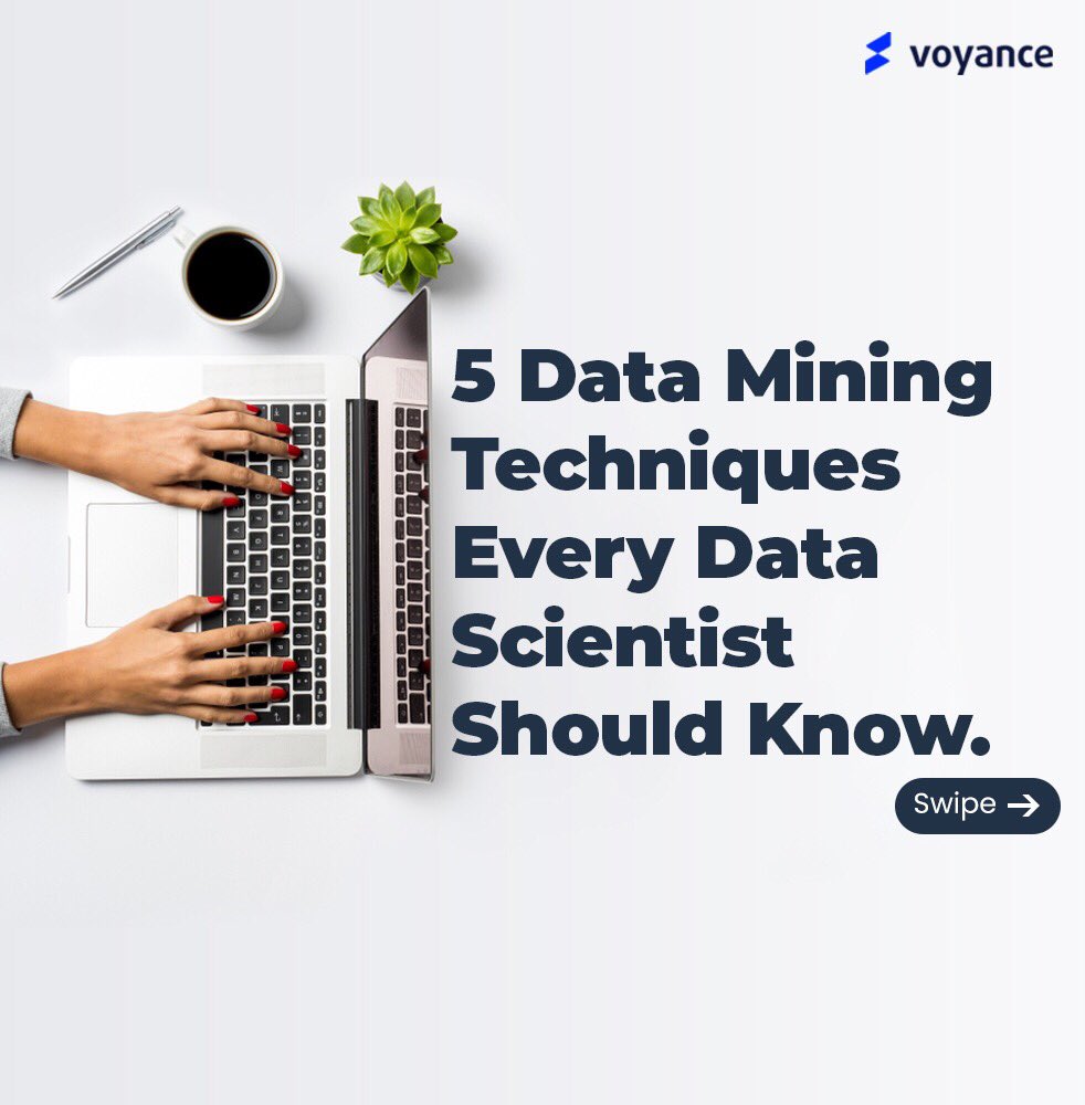 voyancehq's tweet photo. Check out these 5 data mining techniques every data scientist should know.
Each of these techniques solve a unique problem.
The techniques are used depending on the scenario; what the data looks like, and the problem you're trying to solve.
#datascienceatvoyance https://t.co/wE8Vgnmzpu