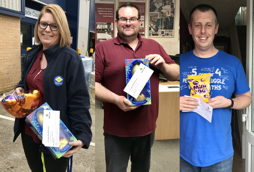 stellardelivery's tweet photo. Congratulations Donna, winner of our Easter egg comp. There were 3 right answers, winner drawn from a hat & gave the other 2 something as well. 101 eggs were in the bowl not counting the bunnies or chicks. Well done Adam & Andrew who were runners up #StellarFun #HappyEaster https://t.co/rUGrdzKI0Y