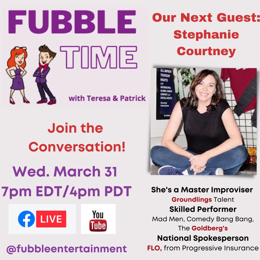 PatrickWZiegler's tweet image. TONIGHT 4PM PST / 7PM EST!!!  Fubble Time with a remarkable talent, Stephanie Courtney.  aka @ItsFlo Who she has portrayed for over a decade. An alumni of @groundlings WATCH LIVE HERE: facebook.com/17872012217421… #floprogressive #progressiveflo