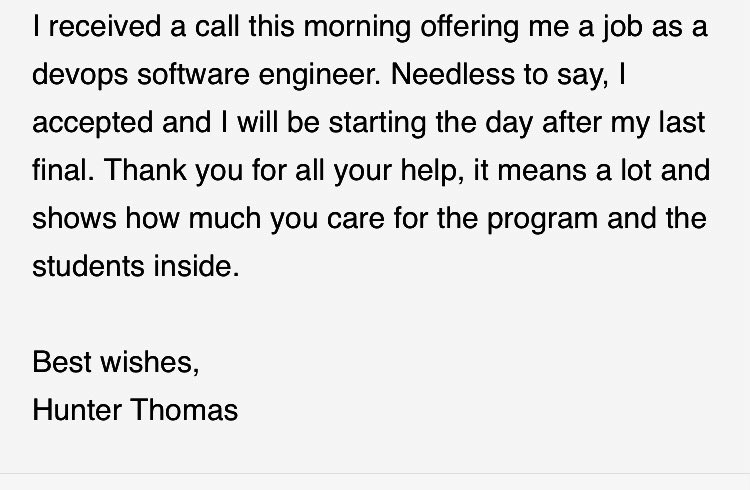 MehruzK's tweet photo. My bright spot on this cloudy day is hearing from one of our @brockport Computing Sciences graduating senior on accepting a job offer! Congratulations, Hunter! Hunter will begin his IT career w/ @Paychex as a devops Software Engineer! ππ»π»#EagleEmployed @BrockportCareer https://t.co/ygbuVRZDzW