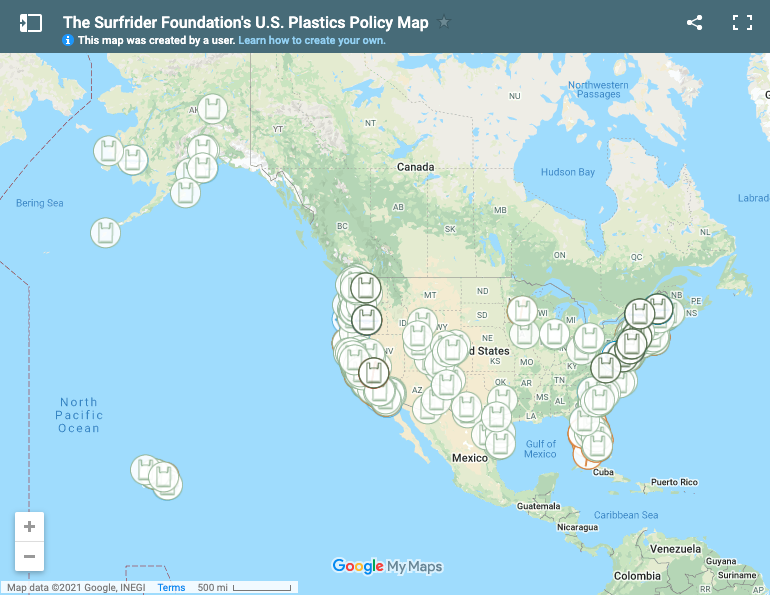 Surfrider's tweet photo. We are proud to debut our Interactive Plastic Reduction Policy Map—the most comprehensive tool of its kind in the U.S.! 🙌
 
Check out the first visualization of this dataset—which currently features bag, polystyrene, and straw laws. 🥤

https://t.co/TqxigSNmiL https://t.co/OwVg03ZGNd