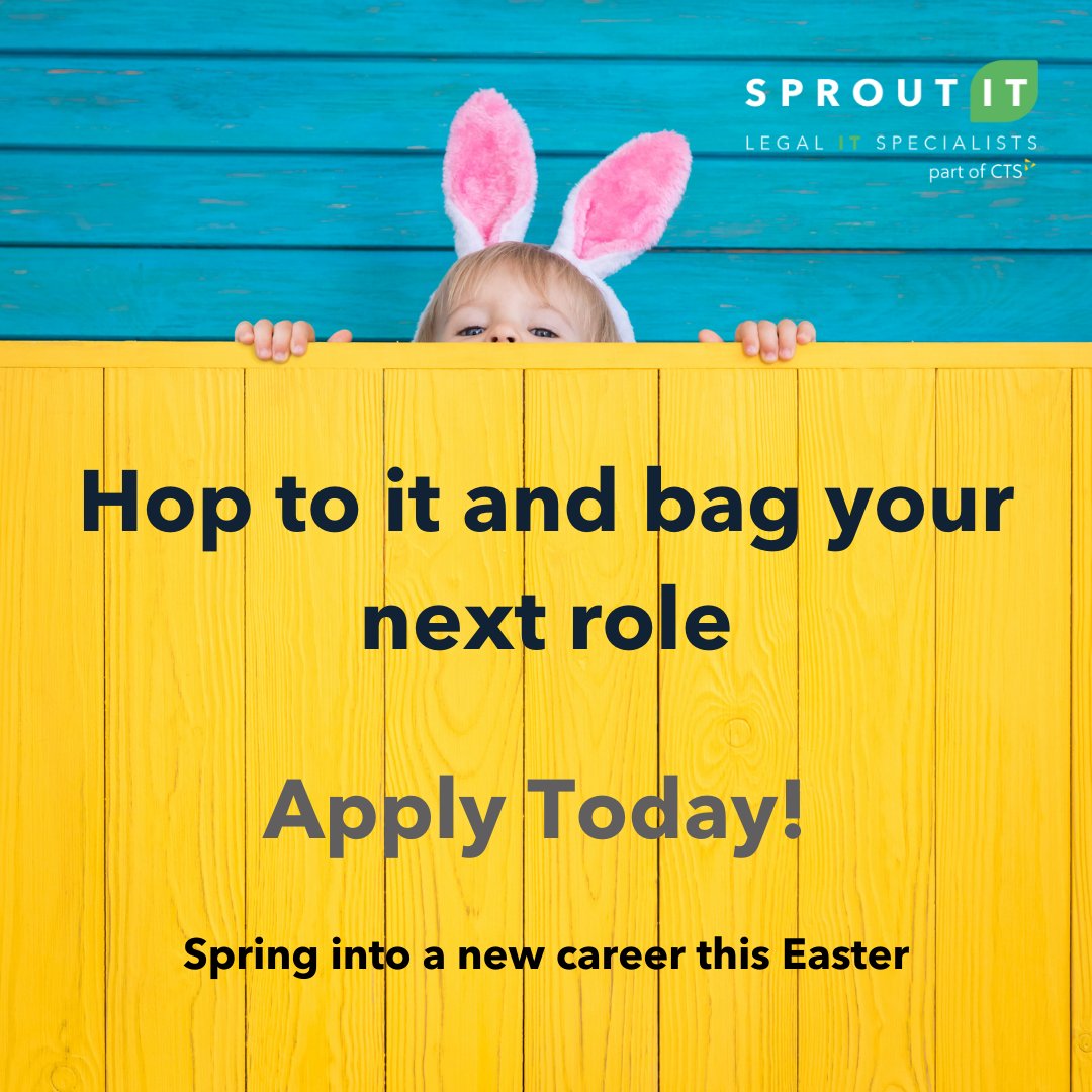 Sprout_IT's tweet photo. Grab your #Easter basket and bag your next #job and start a new #career! Hop to it and join the team.

Multiple job roles available now. Find out more at https://t.co/oM7oAX6CYg https://t.co/TKAK0LMLuP