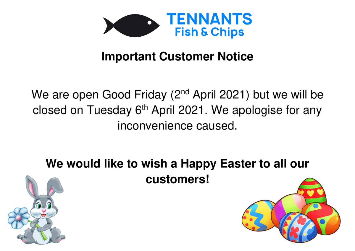 Important Customer Notice

We would like to confirm that we will be OPEN on Good Friday (2nd April 2021), but we will be CLOSED the following Tuesday (6th April 2021). We apologise for any inconvenience caused.

We would like to wish a Happy Easter to all our customers!