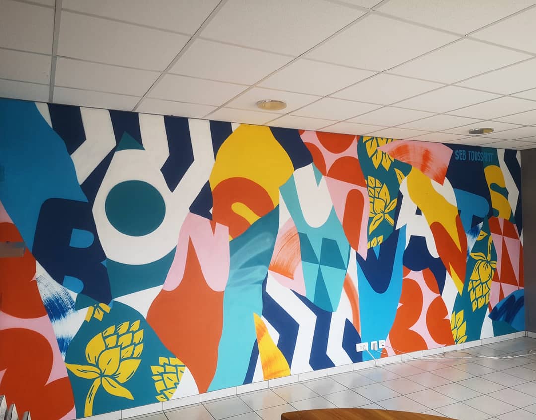 sebtoussaint's tweet photo. I painted "Bons Vivants" for craft beer brewery @BiereDuchmann in Oise, France. It was a pleasure to spend a few days with the lovely owners Clara and Axel! Great beer and great moments spent together! https://t.co/HHfquJgibA
