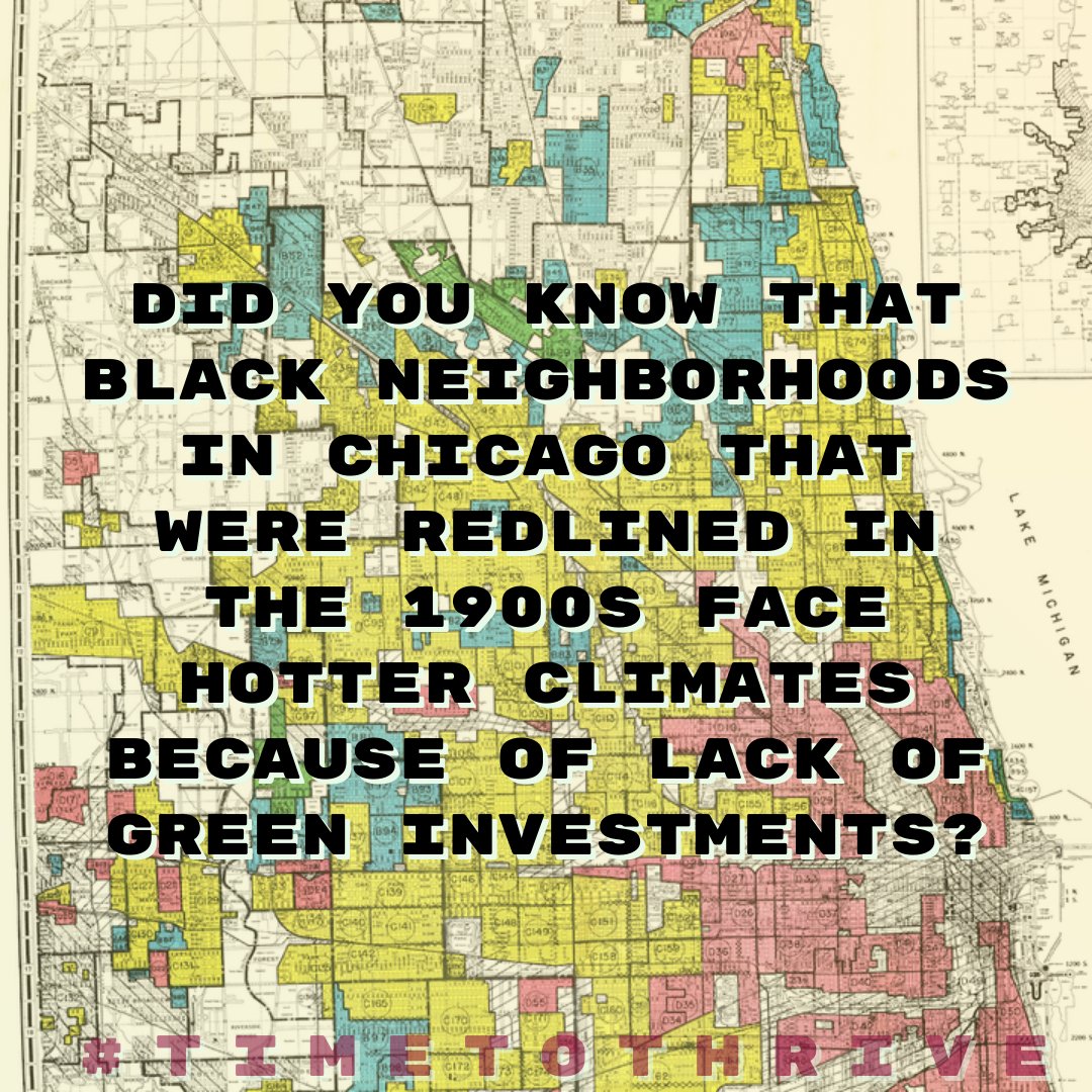 FYSHChicago's tweet photo. Did you know that Black neighborhoods in Chicago that were redlined in the 1900s currently face hotter climates because of lack of green investments? THREAD (1/3): https://t.co/Nv9xDH9GGR