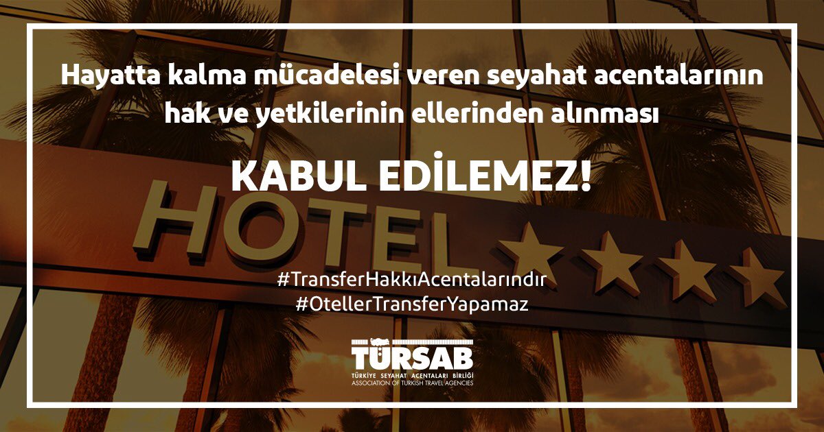 Hayatta kalma mücadelesi veren seyahat acentalarınıb hak ve yetkilerinin ellerinden alınması kabul edilemez !
#TransferHakkıAcentalarındır                   #OtellerTransferYapamaz