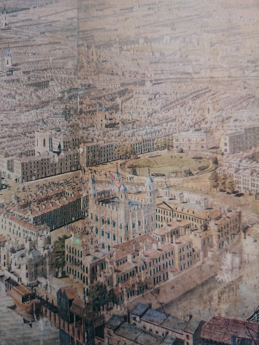 The Tower &amp; City of London from the Rhinebeck Panorama of #London 1807. 
(Purchased at auction by ⁦<a href="/MuseumofLondon/">MuseumofLondon</a>⁩ / support from ⁦⁦<a href="/artfund/">Art Fund</a>⁩ )

In a Rhinebeck New York attic in 1941 the four artwork panels were found used as lining in a barrel. What a find!