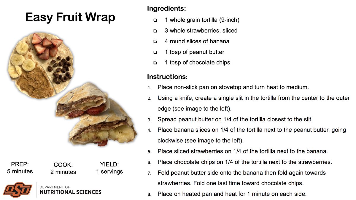 okstateNSCI's tweet photo. It's the last day of our favorite month... National Nutrition Month.  With that, we send you off on a sweet note with this Easy Fruit Wrap.  (P.S. Thank you to our awesome dietetic intern for all her hard work on these posts!) https://t.co/v9WgGyvBTj