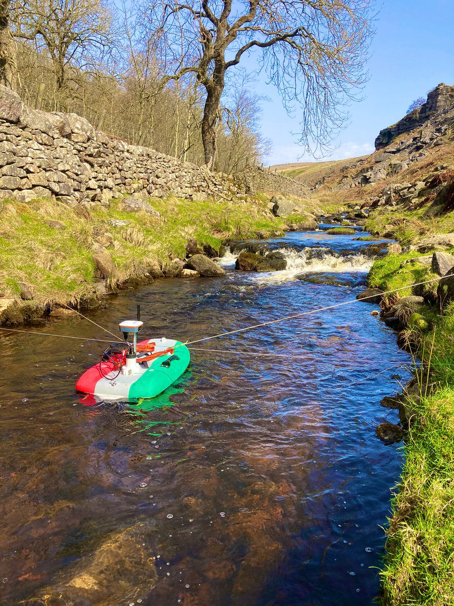 HJackmanEA's tweet photo. Fantastic day in the #YorkshireDales testing out some new kit. 

Here we have the #Sontek #RS5 in all its glory. 

This little ‘boat’ will help us accurately measure flow across Yorkshire - unfortunately not always in the glorious sun like today! https://t.co/22MqO7sweF