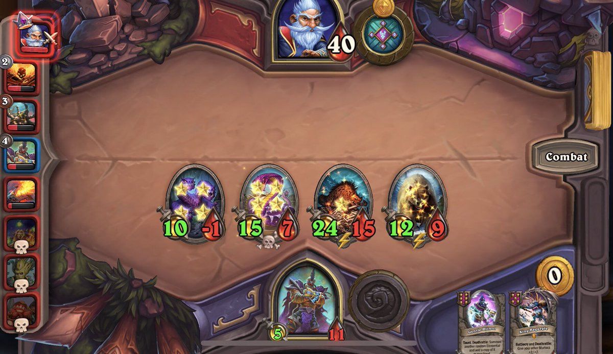 RPGMav's tweet photo. Encountered a visual bug today in battlegrounds. Double buffed minions were gaining the stats then visually only showing the smaller buffed stats. Had minions alive but showing negative health at times.

@PlayHearthstone https://t.co/NJ2jIyZAuB