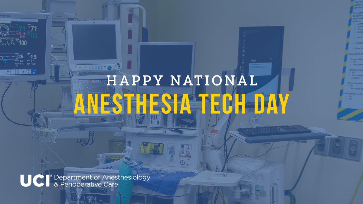 ucianesthesia's tweet photo. Happy National Anesthesia Tech Day! Join us in giving a big thank you to our anesthesia techs for all their hard work day in and day out. #ucianesthesia #anesthesiatechs https://t.co/PqBIET55CC