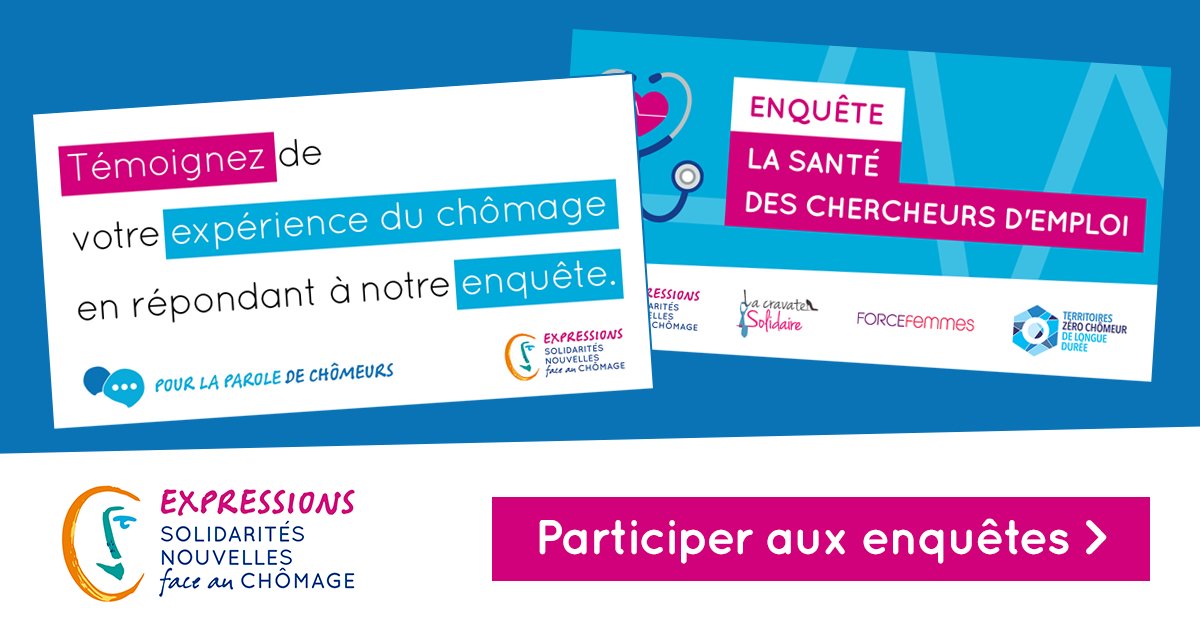 AssociationSNC's tweet photo. [Enquêtes]
Vous êtes en recherche d’emploi ? La plateforme #Expressions vous donne la parole : participez aux deux enquêtes en cours sur la santé et le vécu des chercheurs d’emploi. Merci d’avance de votre contribution ! >https://t.co/Abtn9jV1ni https://t.co/kLsed9mjWQ