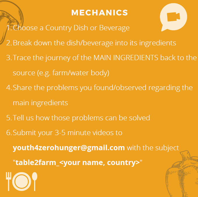 AgriFoodNet's tweet photo. Do you wonder where your food comes from? Take part in @HungerYouth video challenge to explore the #tabletofarm connection. The deadline to participate are 10 April so get your videos in! #foodsystems @FoodSystems #youth4zerohunger @GAINalliance https://t.co/wgeJA5h3E3