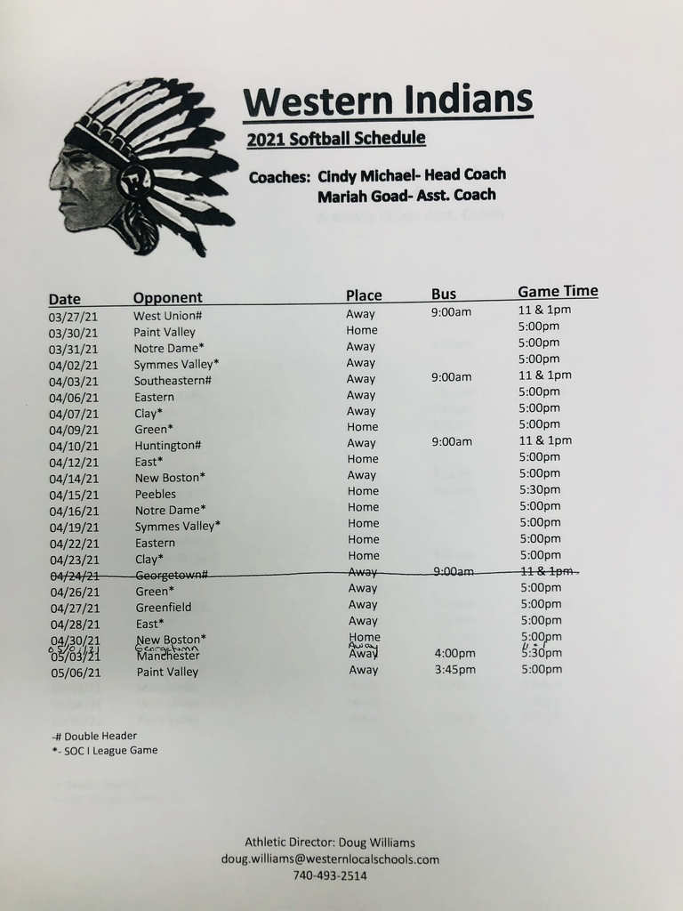 WesternLSD's tweet photo. Spring sports schedules https://t.co/4hx7eVi1Pw