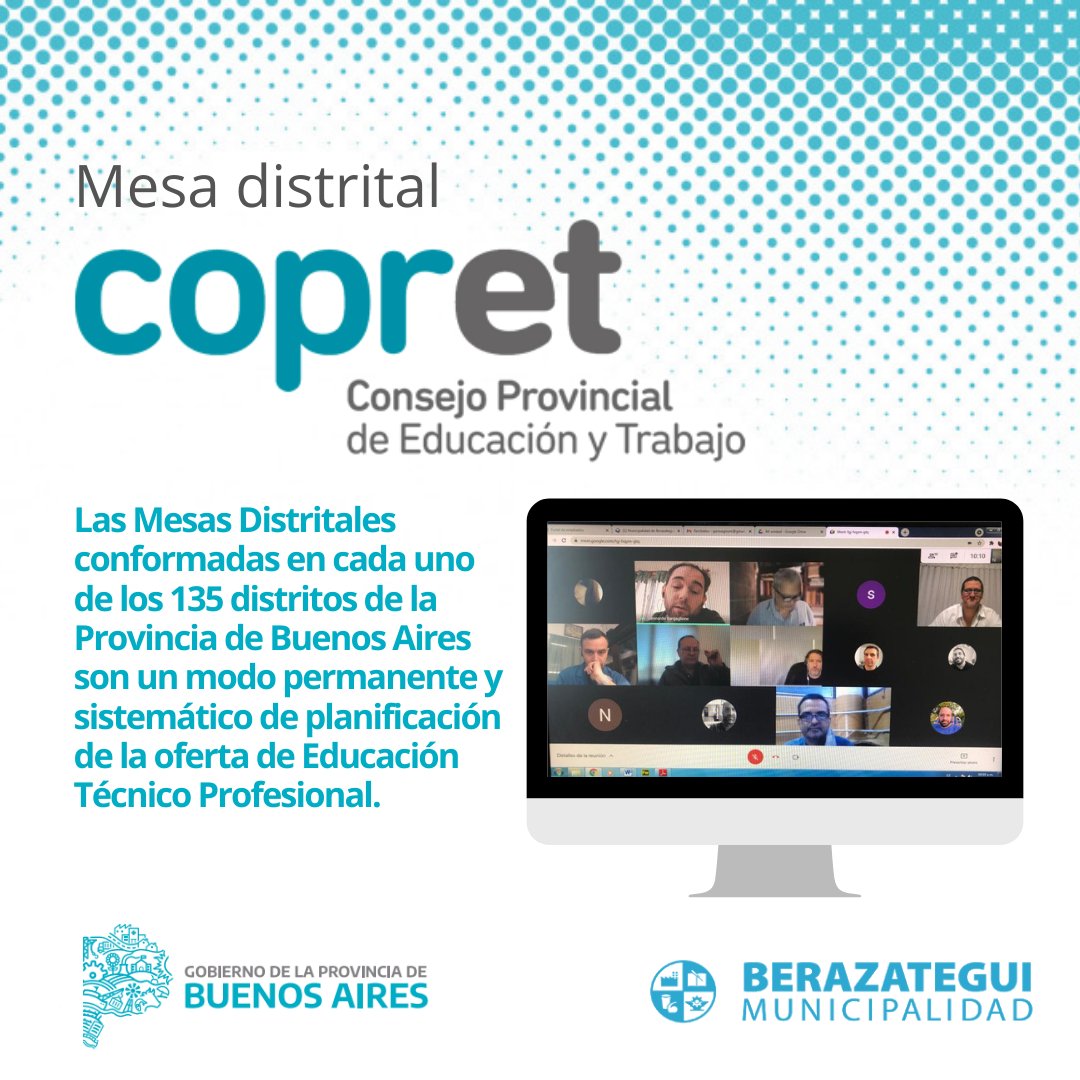 SecTrabajoBegui's tweet photo. Hoy se llevó a cabo la primer mesa distrital del #COPRET en la que estuvieron presenten diferentes actores locales vinculados al mundo de la educación y el trabajo, formalizando el diálogo para el establecimiento de acuerdos que vinculen la educación y el trabajo.
#Berazategui https://t.co/dviFc7IXr3