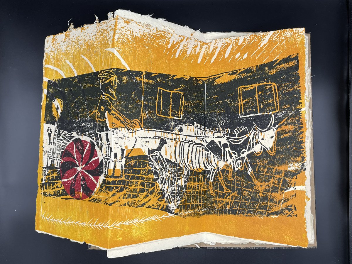 UChicagoSCRC's tweet photo. Wrapping up #WomensHistoryMonth with the work of a book-artist-in-training in Nicaragua, Saslaya Pupiro. She illustrated, printed, and bound this piece. https://t.co/eFuCGVrJko https://t.co/uEzBOKePoP