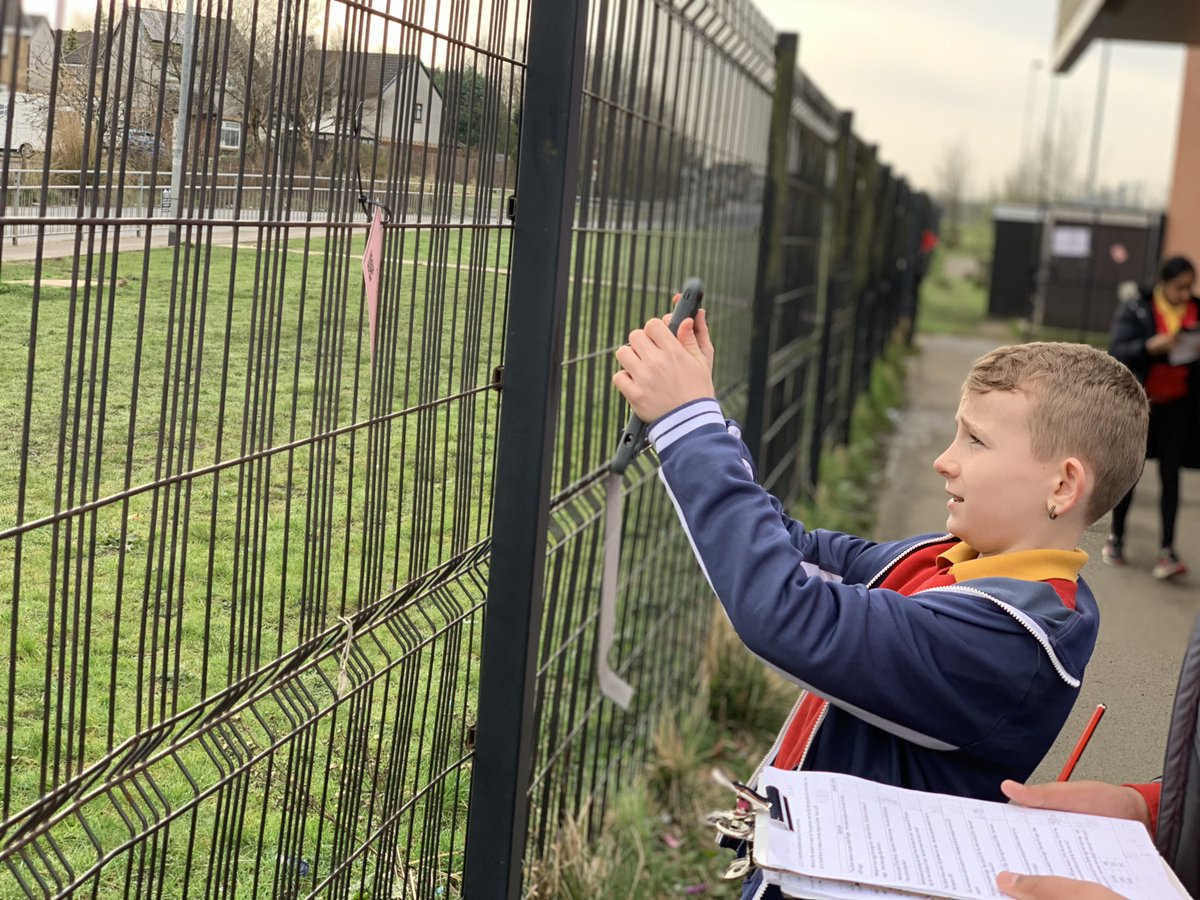 P7bMiss's tweet photo. P7b carrying out their Easter Maths Hunt using their knowledge on the four operations and then checking their answers using their iPads and QR codes. Great learning outdoors. @WallacewellPS https://t.co/uqOYfB5nSo