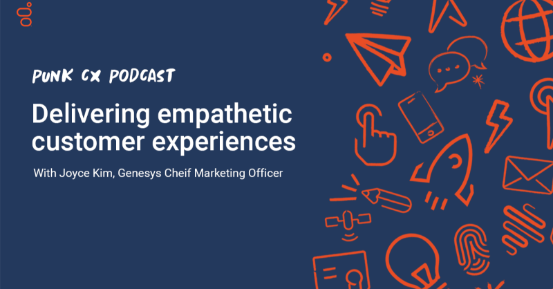 Genesys's tweet photo. Genesys Chief Marketing Officer, Joyce Kim joins @adrianswinscoe on the Punk CX Podcast to discuss how companies should look within and leverage #data and insights in order to understand and provide exceptional #CX.