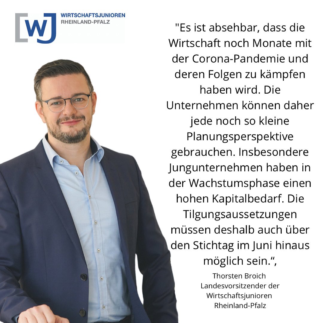 Die Wirtschaftsjunioren Rheinland-Pfalz fordern „Nachspielzeit“ für Corona-Hilfen.

Auslaufende Corona-Hilfen sorgen für Planungsunsicherheit.

Mehr unter wjrlp.de

 #wjrlp #wirsindwjrlp #wirunternehmengemeinsamzukunft #krassemacher #rlp #wjd #IHKKoblenz #ihktrier
