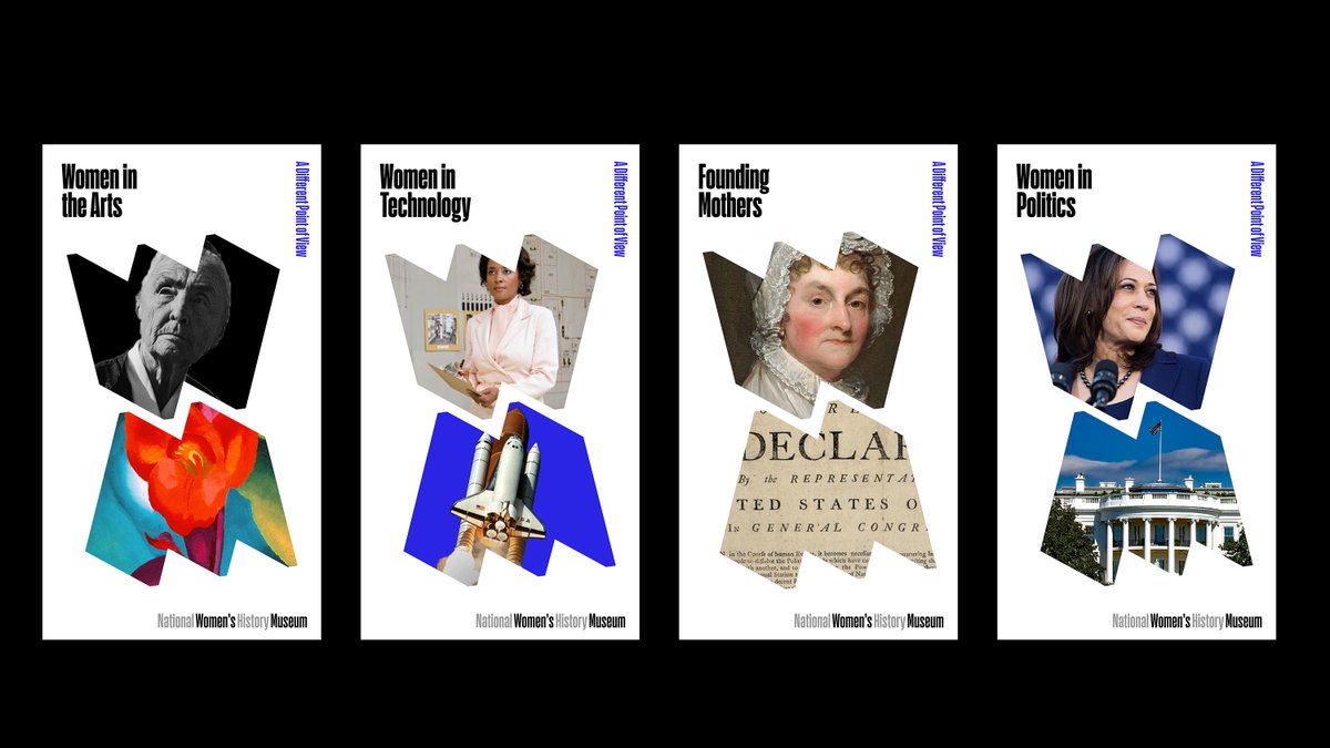 pentagram's tweet photo. #PaulaScher designs new brand identity for the National Women's History Museum, the online cultural institution dedicated to telling the stories of the women who have transformed the US @womenshistory #WomensHistoryMonth https://t.co/PuXcyV9hVv https://t.co/bYo980p3Lh