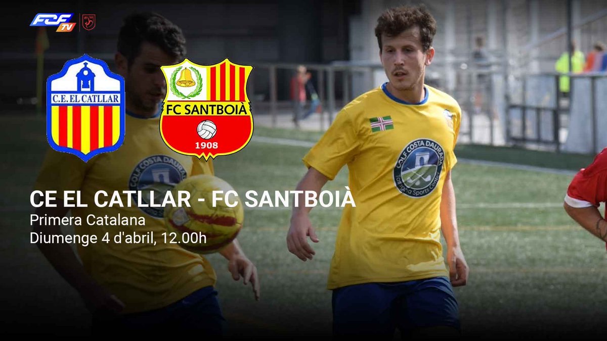 📢 Setmana Santa de futbol a l'#FCFTV 🔝 ⚽️ @CEElCatllar 🆚 @FClubSantboia 📆 Diumenge 4 d'abril ⏰ 12.00h 🏆 J8 | Primera Catalana 📍 Mpal. del Catllar 📺 fcf.tv 🔗 Tot a fcf.cat/noticia/setman… #futbolcat #1cat2A 📸 @DavidFerrer71