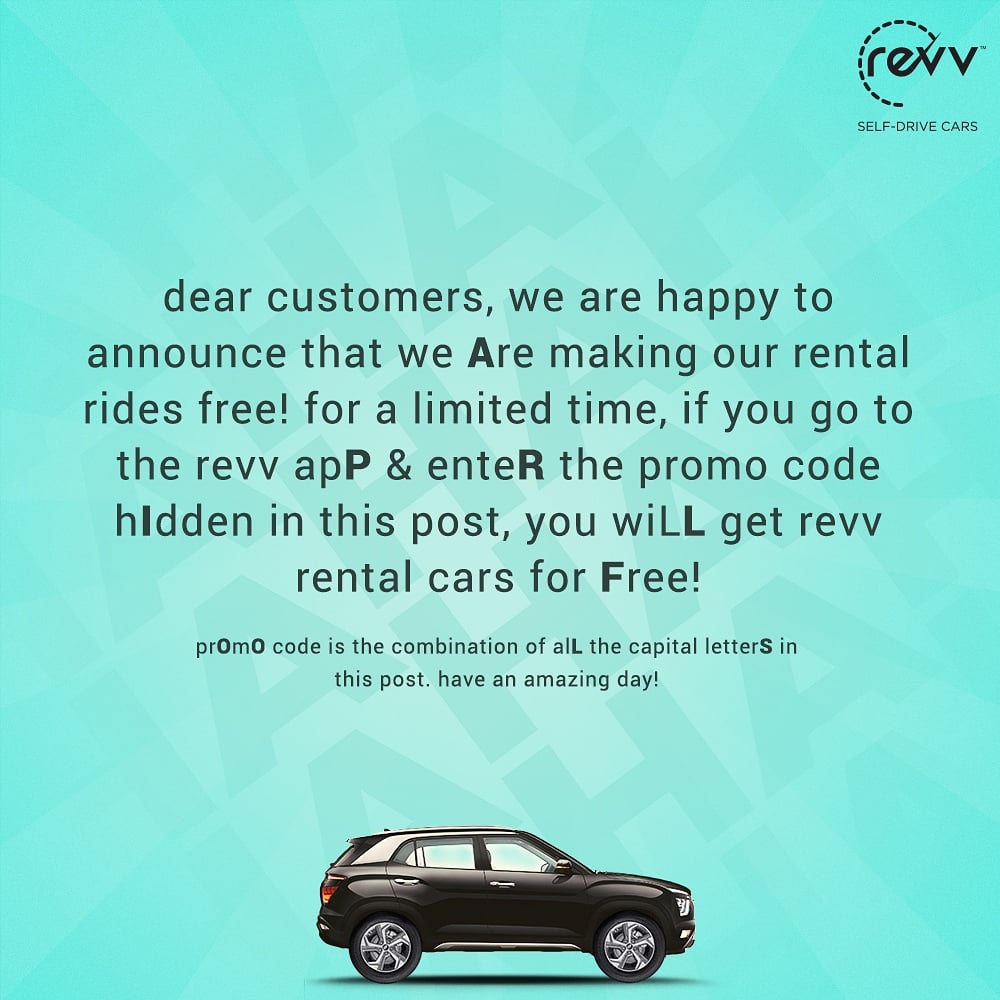 Revv_India's tweet photo. Were you able to crack it?
#RevvCars #RevvIt #selfdrivecars #sanitizedcars #safety #aprilfools #SelfDriveForSelfCare #DoorstepDelivery #SSAprilFoolsWatch #ActSmart https://t.co/wIu5jNHA8R