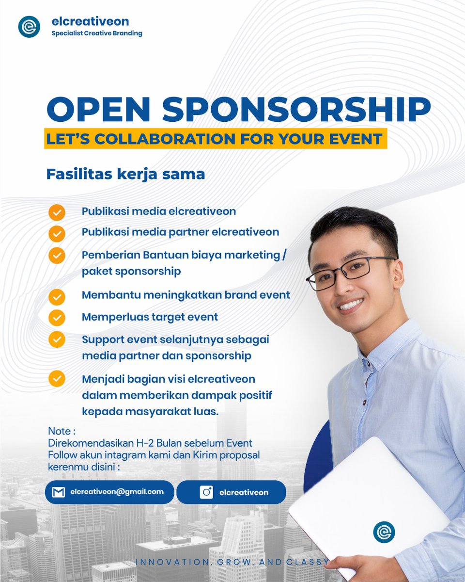 elcreativeon_'s tweet photo. Yuk kita kolaborasi! 😆
Untuk pengirimannya diusahakan 2 bulan sebelum event ya! 😉
-
#OpenCollaboration #OpenSponsor #Sponsorship #EventJogja #Yogyakarta #Elcreativeon #ElciIndonesia #sponsorship #opensponshorshipjogja #opensponsorshipjakarta #sponsorshipevent #infosponsorship https://t.co/HykFER2sgS