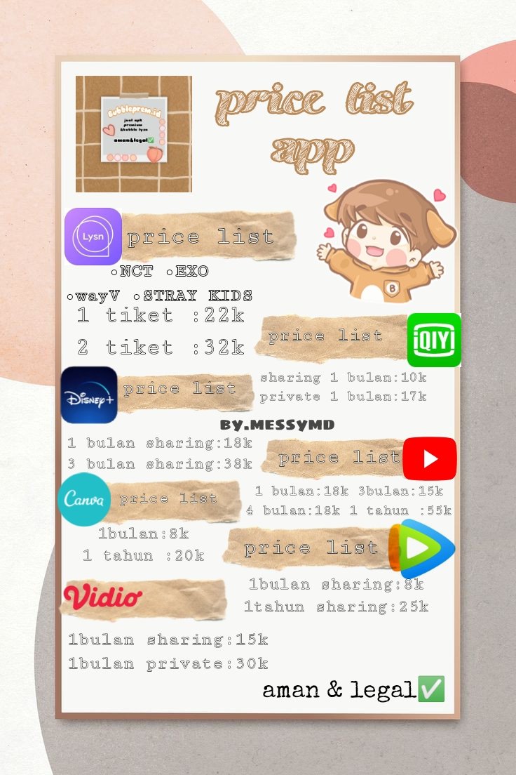 memesgemoi's tweet photo. Bismilah [help RT]🙏🏻
.
Jual app premium murah legal,aman&amp; terpercaya ✅TIKET #BUBBLELYSN EXO,NCT,STRAY KIDS,wayV 
App: Netflix,viu, spotify,iflix,WETV,dl🙏
Sharing &amp; private+ garansi ✅
Pakai akun sendiri✅
💰 payment:dana,OVO, shoppepay,BRI,gopay
📌Minat DM/PC WA 082320957481 https://t.co/4muTvOYEtI