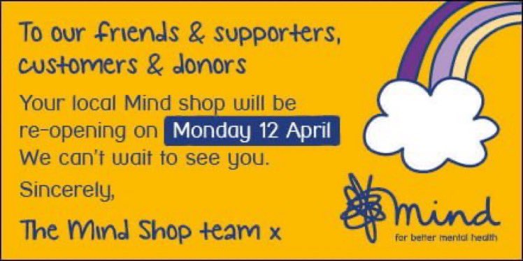 MiddlesbroMind's tweet photo. We are so excited to see you all 😍 To find your nearest shop visit https:/bit.ly/MindShops We know this is a very difficult time for a lot of people. https://t.co/Jh2CmDd3FW has lots of good mental health information you can access.  #forbettermentalhealth https://t.co/XzozXjOU7O