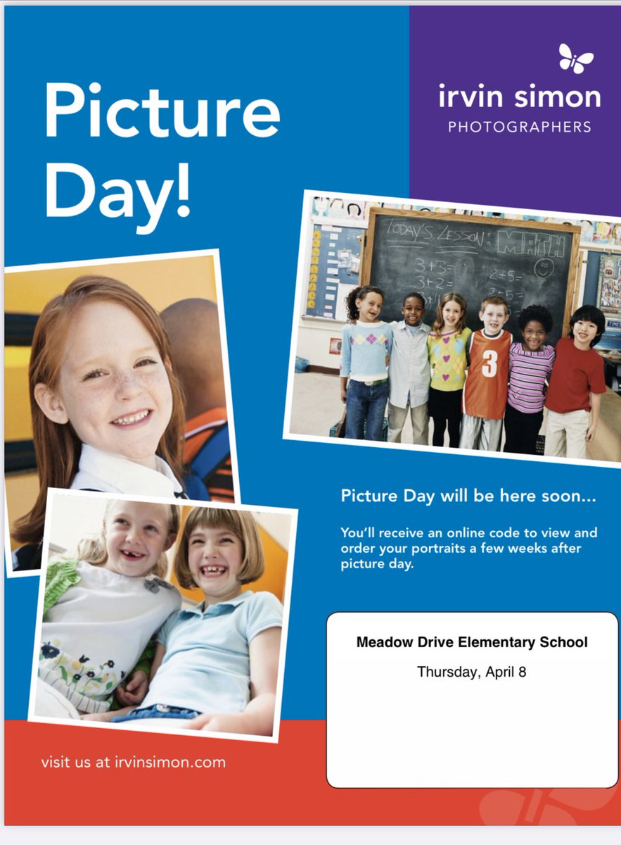 Reminder Meadow Drive parents. Spring Photo Day is on Thursday when we return to school. <a href="/MeadowDrPTA/">MeadowDrivePTA</a> @MeadowDrMineola