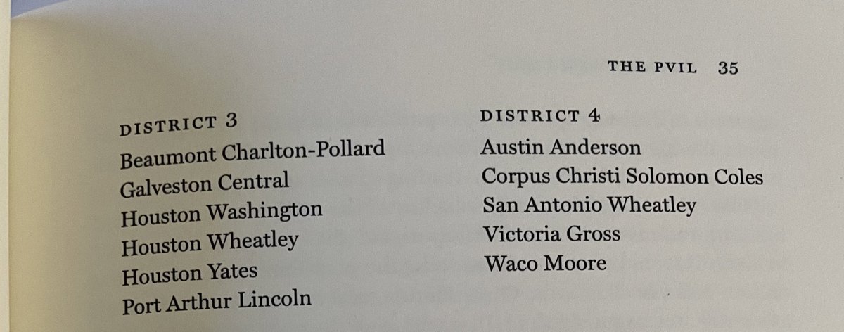 UncleFraz's tweet photo. The original framework of the PVIL.
Many extremely successful programs listed off below. Some that still stand strong today or of not so distant past. Dallas Lincoln, Charlton-Pollard, Wheatley, Jack Yates, PA Lincoln, Anderson, and Jeff Moore to name a few.
#txhsfb | #PVIL https://t.co/pbyU3ihwZE