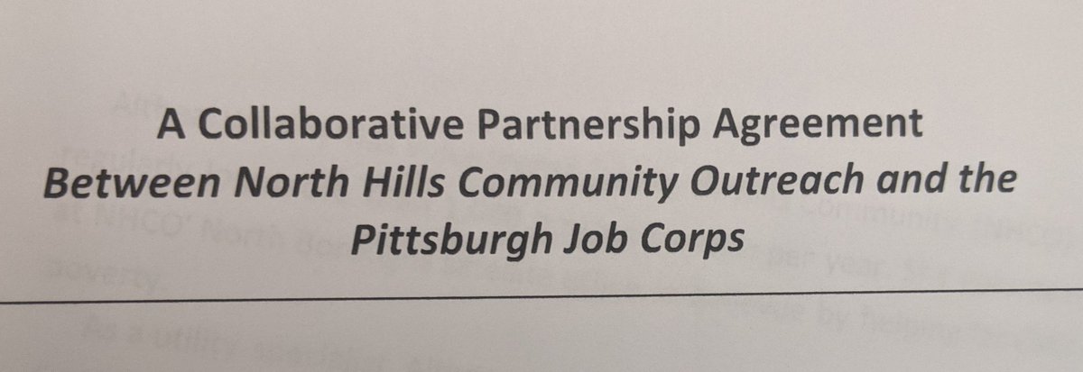 We had a wonderful @ODLEmgmt Job Corps Community Relations Council Meeting this morning and I was thrilled to sign our <a href="/NHCOhelps/">North Hills Community Outreach</a> MOU with PJCC! Congrats to Partners of the Quarter honorees <a href="/QBpresCCAC/">Quintin Bullock</a> <a href="/dr_case_bc3/">Case Willoughby</a> <a href="/CCAC/">CCAC Community College of Allegheny County</a> <a href="/bc3edu/">BC3</a> <a href="/GiantEagle/">Giant Eagle, Inc.</a>
