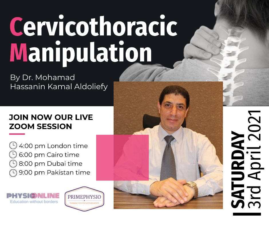 PRIMEPHYSIOUK's tweet photo. You are invited to a powerful live session⏬
“Cervico-Thoracic Manipulation “
By Physio-Online & Primephysio UK
Via zoom on Saturday , 3rd of April 2021 at 4:00 pm London time. By Dr. Mohamad Hassanin
https://t.co/X6TtyL6Roj
#PhysicalTherapy #Spinal_Manipulation #physio_online https://t.co/YypapURFTH