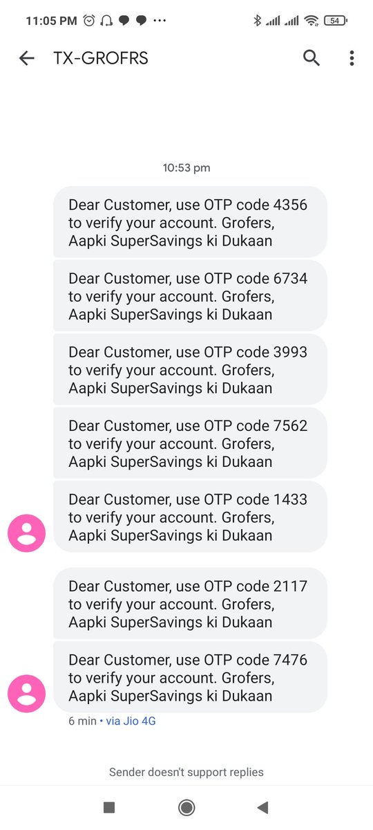 Raghu9945's tweet photo. @Grofers is there any issue iam getting login otp back to back even though I didn't attempt to login https://t.co/nvAuPkadhz