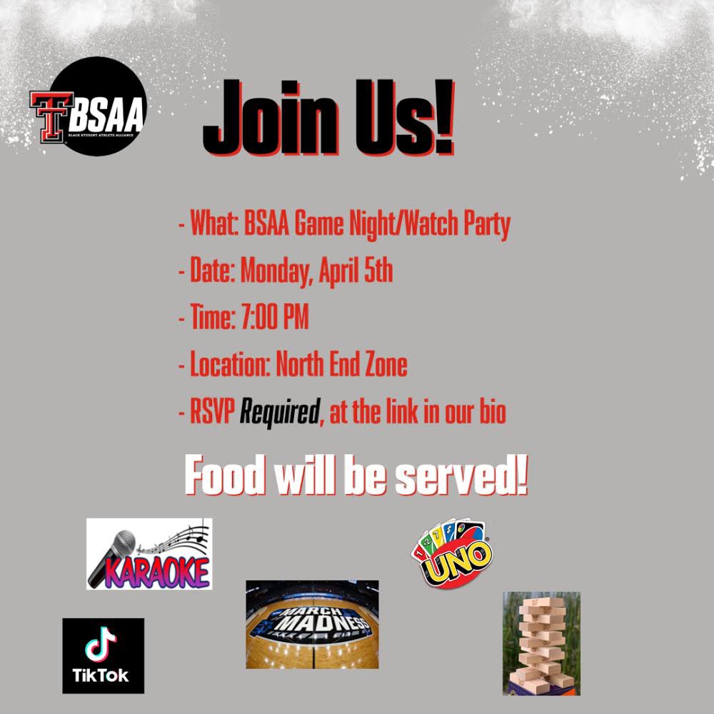 Come out for Fun ,Food &amp; Games on April 5th <a href="/7pm/">Huong Le</a> in the North End Zone to celebrate our last BSAA meeting of the year! 

Make sure you RSVP at the link in our bio! First 40 will be allowed😊😷