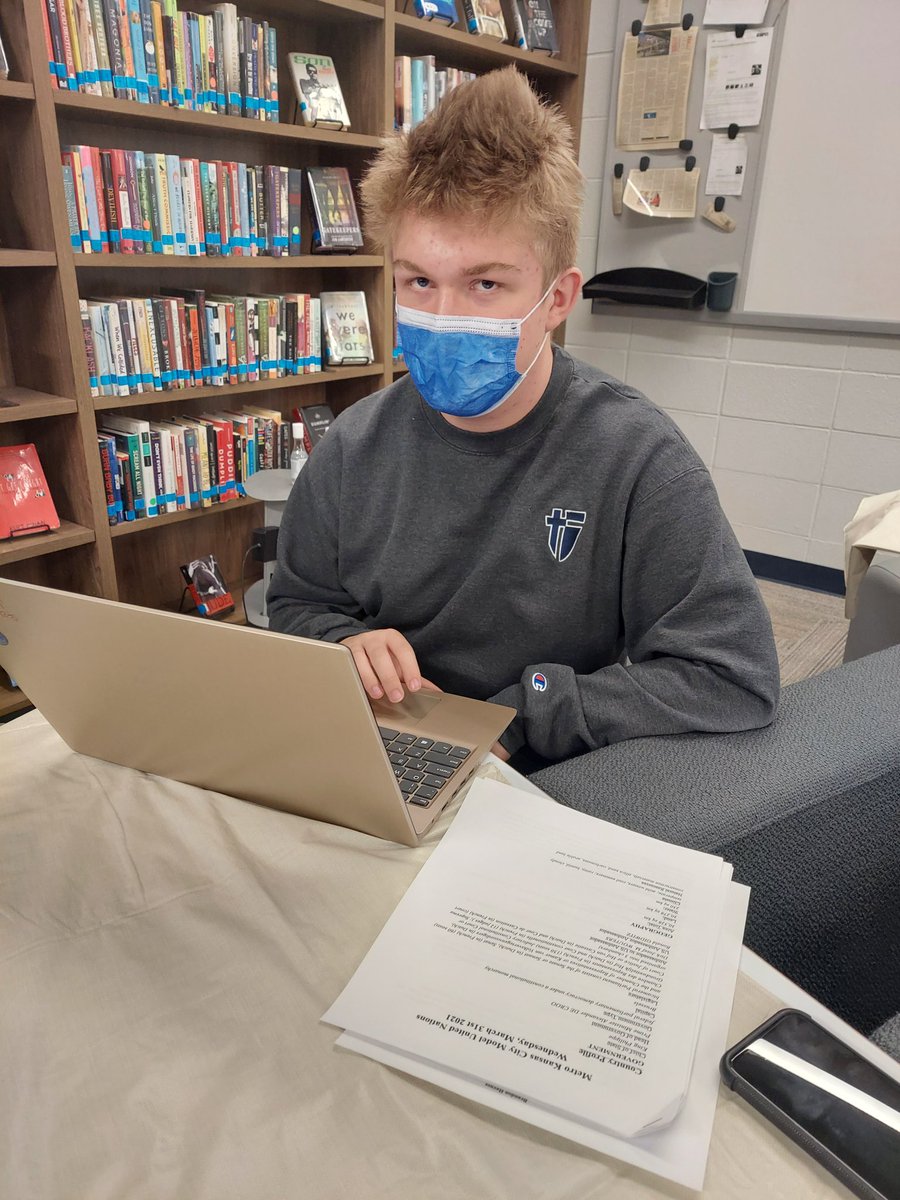 sta_ingram's tweet photo. STA Model UN participated in the Metro Model UN Conference today, it was virtual due to Covid. Everyone enjoyed the conference. Thomas Kluck won outstanding delegation for Uruguay and Brandon Haynes won outstanding delegation honorable mention for Belgium. @STAsaints https://t.co/OnSvTTdNQ3