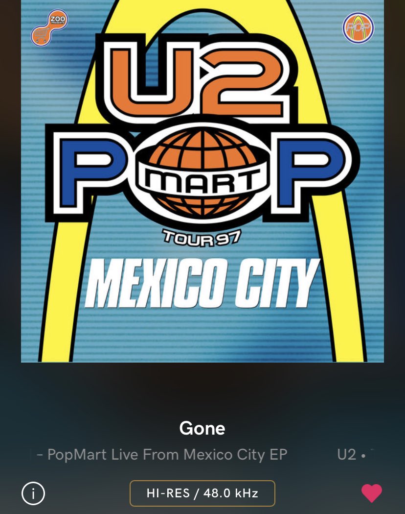 OlivU2360's tweet photo. #TheVirtualRoad , Acte III ...
Remasterisé et en High Resolution 🥰 ...
" #Gone " - #PopMart Live From #Mexico
24 - Bit / 48 kHz
#HighResAudio #Qobuz
@u2 #U2 @u2songs @U2start
#U2Songs #U2Start https://t.co/pauJ5YjrwG