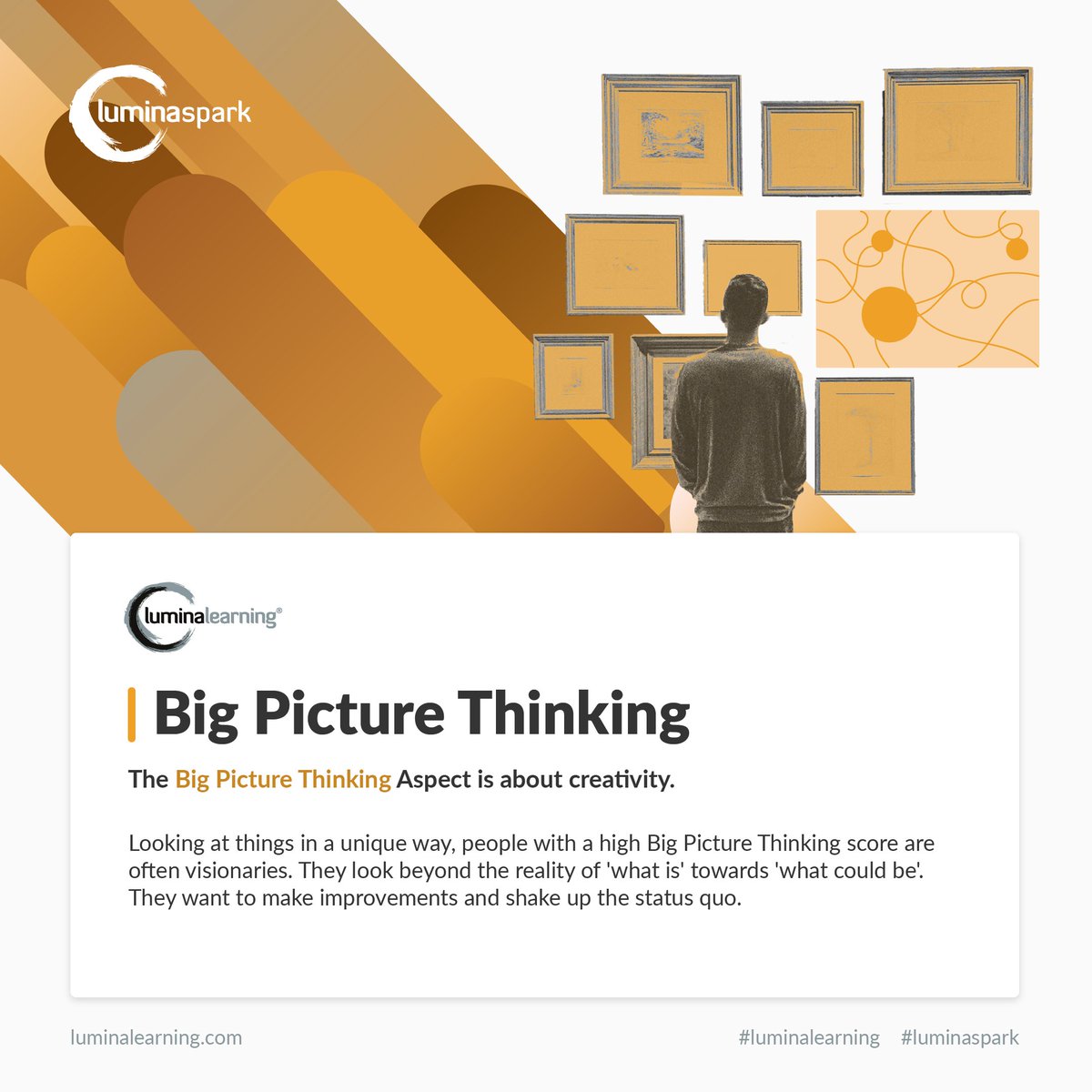 LuminaCanadaUSA's tweet image. This week we 💡highlight💡 the Big Picture Thinking Aspect of our Lumina Spark model.
Is this you?

#LuminaSpark #RemoteWorkingChallenges #LearningWithoutLimits #CelebratingPeople