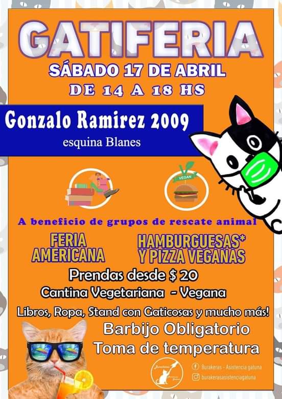 PgaRefugio's tweet photo. GATIFERIA ABRIL 

PGA PARTICIPA CON SU STAND CON ARTÍCULOS DE LA BOUTIQUE, PRENDAS, LIBROS Y CALZADO.

🗓SÁBADO 17 de Abril 🗓
⏰DE 14.00 a 18.00 ⏰
📍GONZALO RAMIREZ 2009 esq. BLANES.

✔ Con todas las medidas sanitarias pertinentes.

Todo por ellos 🐹 🐶 https://t.co/x196R7NbDZ