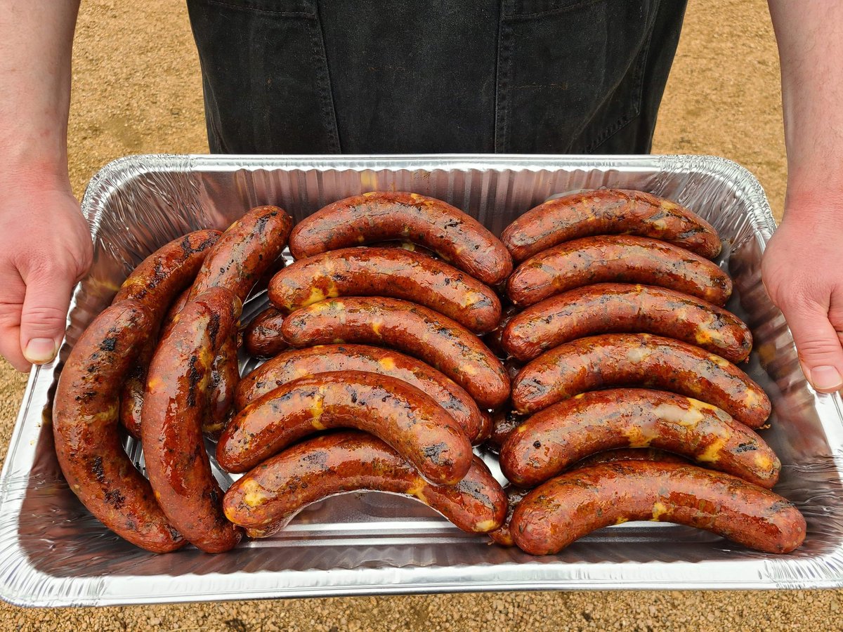 Rolling out a new sausage tomorrow featuring <a href="/MeatChurch/">Meat Church ™</a> honey hog hot and cheddar cheese!